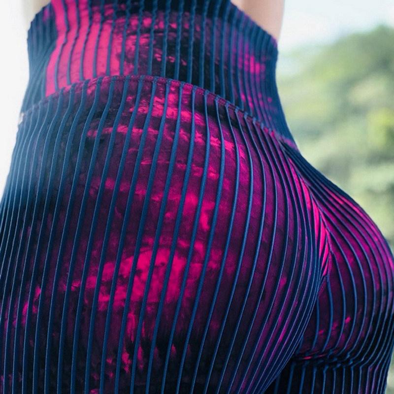 Leggings Deportivos de Capa Base para Fitness con Estampado de Líneas Abstractas Pantalones de Yoga Sexy de Cintura Alta Levanta Glúteos