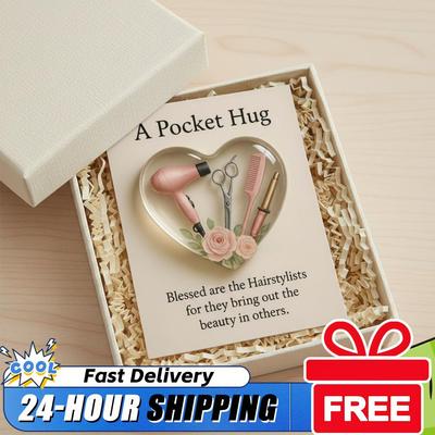 Heart Pocket Hug Token Gift A Pocket Hug for Hairstylists with Greeting Cards Mini Hairdresser Tools Mini Heart Hairdresser Gift