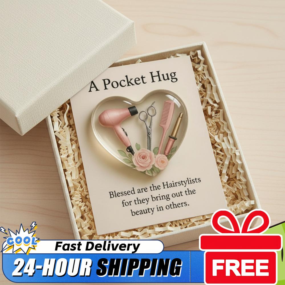 Heart Pocket Hug Token Gift A Pocket Hug for Hairstylists with Greeting Cards Mini Hairdresser Tools Mini Heart Hairdresser Gift