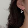 Silver Color Double Heart Hoop Earrings for Women Korean Y2K Style Simple Ear Bukle Jewelrys Accessory Gifts