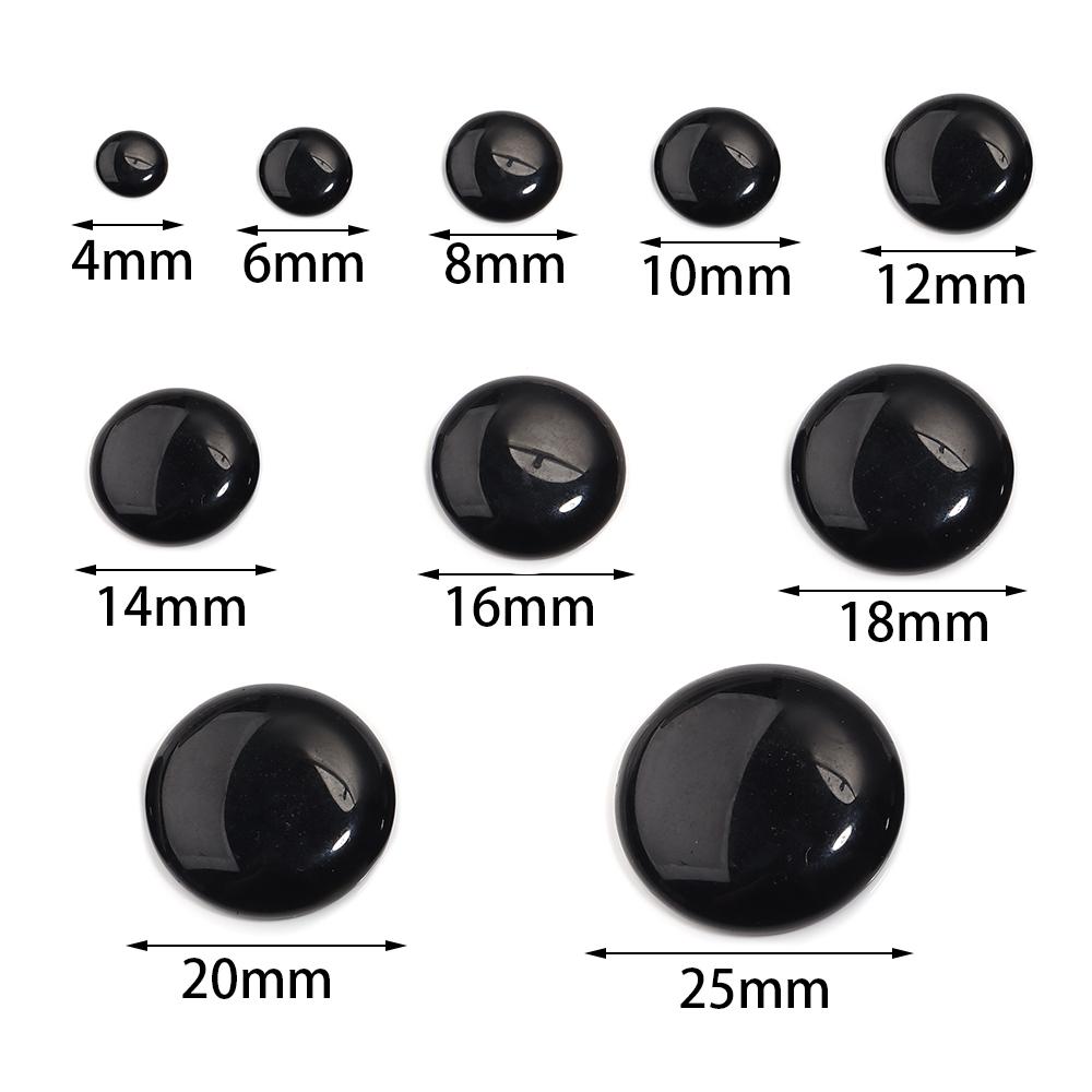 5/10pcs Natural Stone Cabochon Black Agate Round Flatback Cabochon Loose Beads For Jewelry Making DIY Ring Pendants Accessories