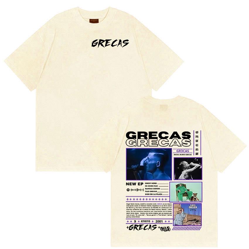 Rapper Grecas Tour 2026 Album Merch Tshirts Men Clothing Fashion Oversized Tshirt Casual Hot Sale Short Sleeve Tees Streetwear