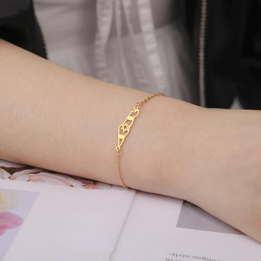 Cazador Israel Map Star Of David Charm Bracelets for Women Men Stainless Steel Hand Bracelet Jewish Jewelry Gift 2026 Wholesale