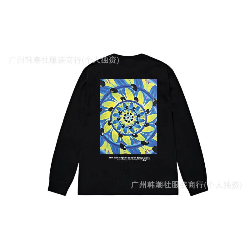 3. Cross-border Stuart long-sleeved printed t-shirt American trendy cylindrical cloth casual loose men and women the same style
