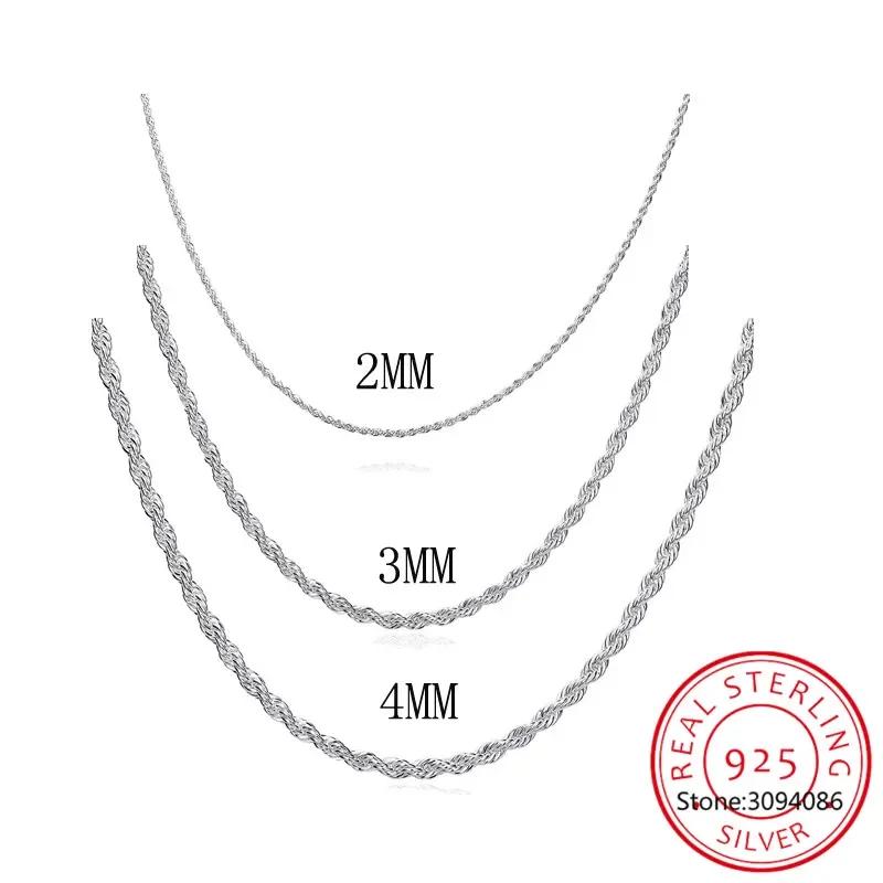 2/3/4MM 16-24 Inch Touw Ketting Halsketting Voor Mannen Vrouwen Mode Punk Bruiloft Feest Cadeaus Sieraden