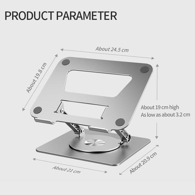 Foldable Laptop Stand Height Adjustable Hollowed Cooling Bracket Support Aluminum Alloy 360 Rotatable for 11-17 Inch Notebook