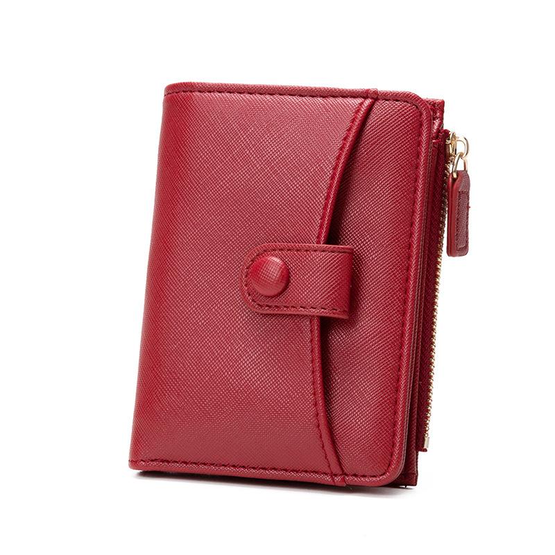 short wallet women's new model, cross pattern zipper buckle women's wallet, multi-card small wallet