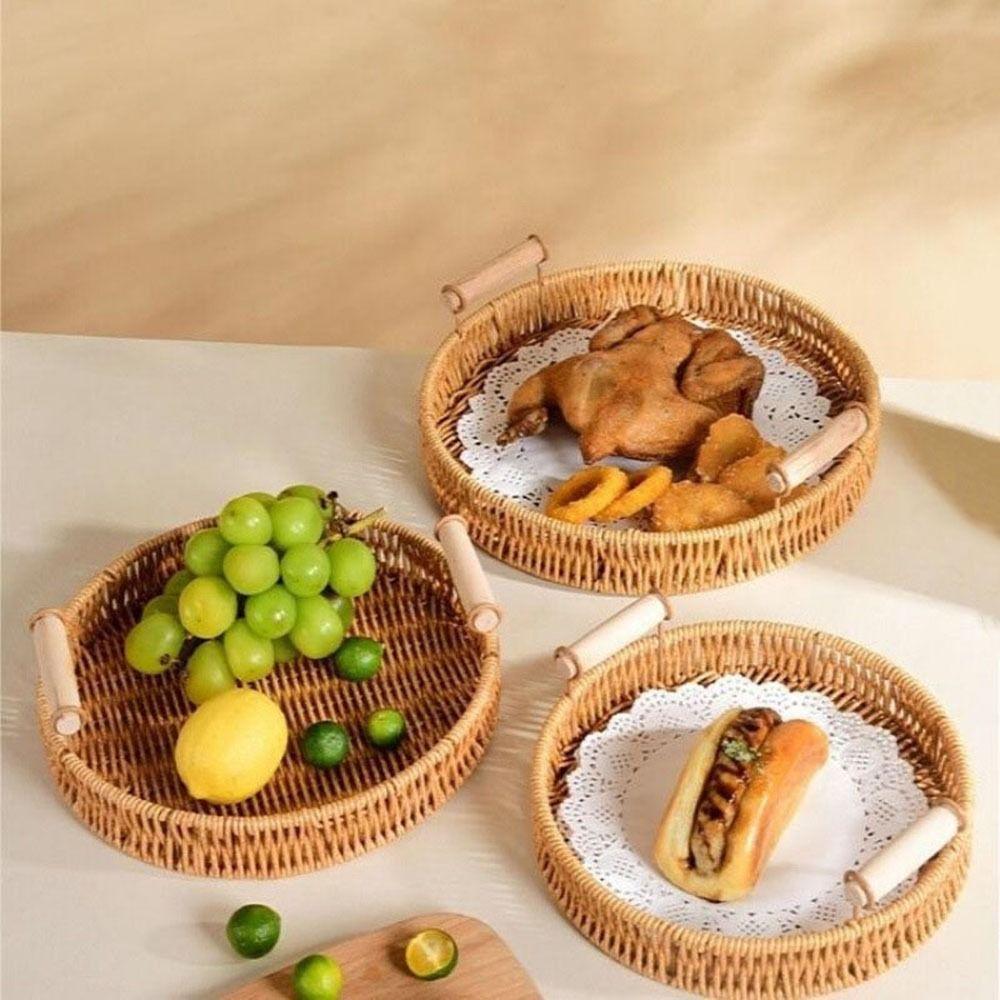 Large Capacity Imitation Rattan Woven Baskets Plastic Wicker Storage Baskets  Living Room