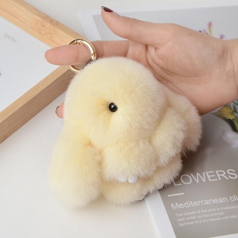10CM Mini Fluffy Real Fur Pompon Bunny Women Girls Cute Plush Rabbit On Bag Jewelry Wedding Party Toy Kid Gift Bag Charm