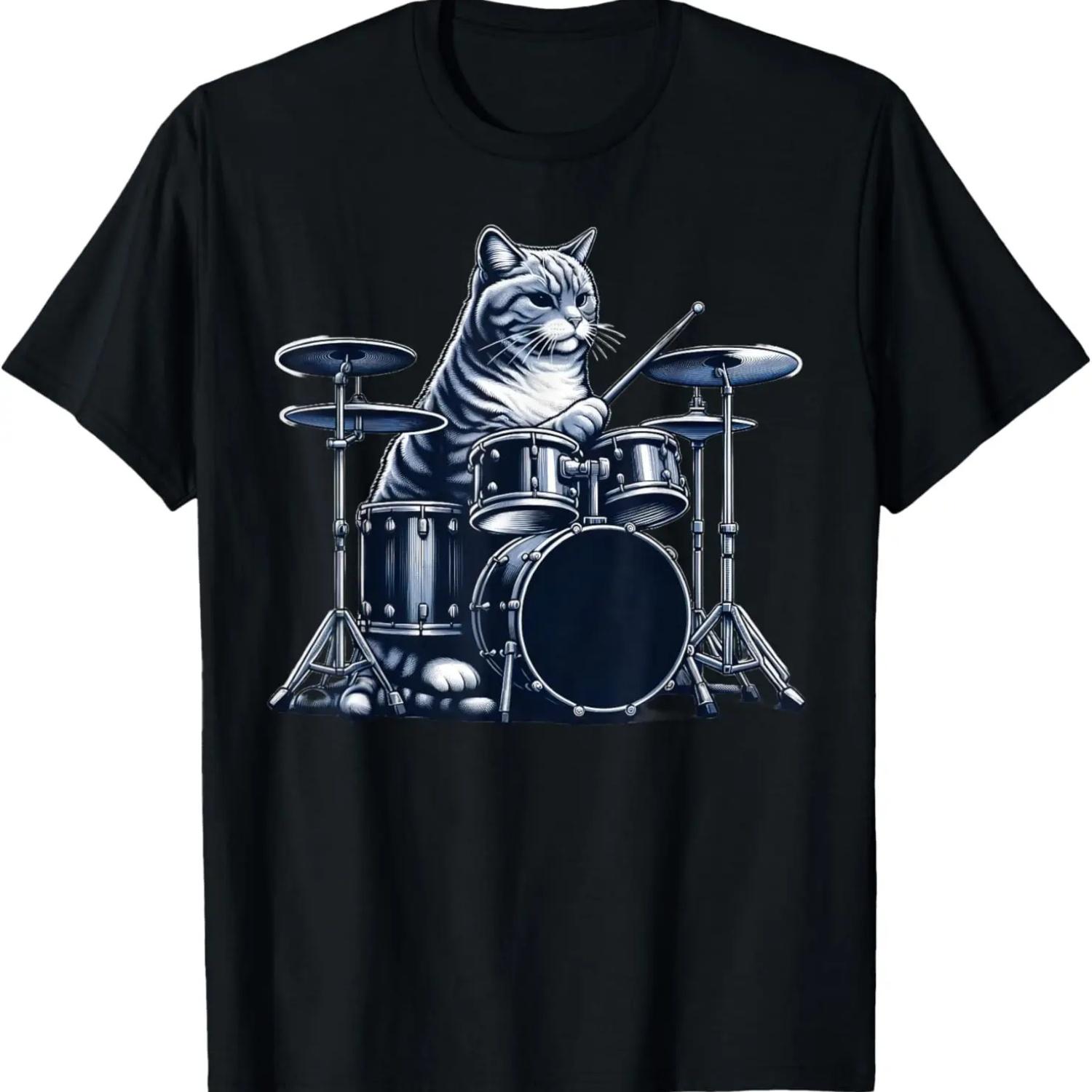 

Cute Cat Playing Drums Cats Drummer Music T-Shirt XXXXXL чёрный