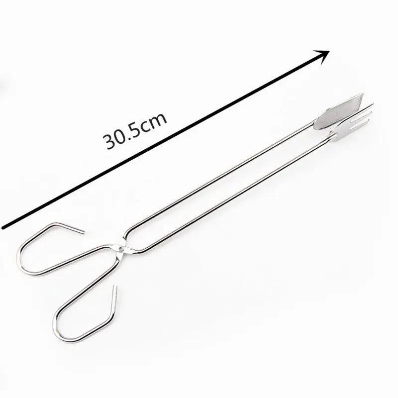 Convenient BBQ Tools Stainless Steel Scissors Type Grilled Food Clip Barbecue Accessories Portable Tongs Outdoor Gadget