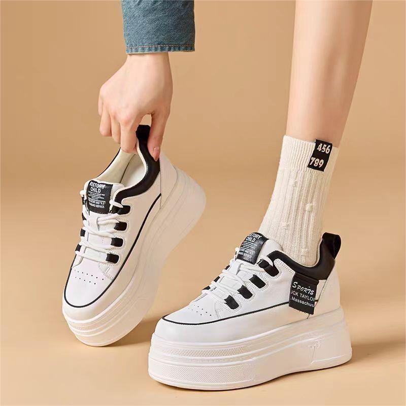 

Маленькие белые туфли для женщин, короткие снаружи, высокие внутри, на толстой подошве, универсальные женские туфли 36 чёрный