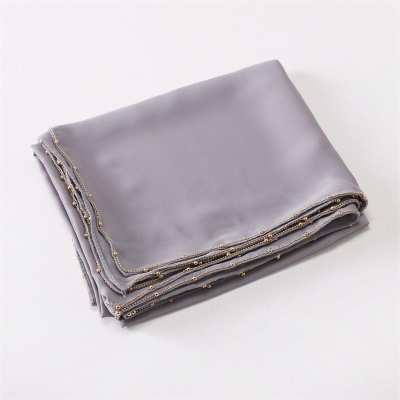 Fashion Necklace Chain Instant Bubble Chiffon Hijab Women Beach Summer Shawl Wrap Solid Muslim Stole Neck Snood 175*70Cm