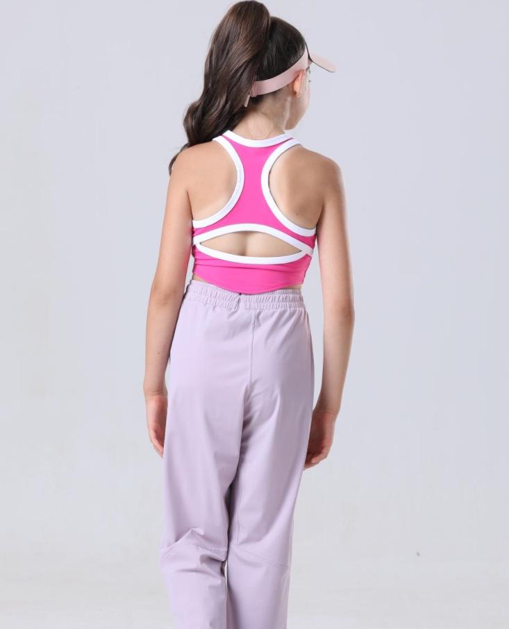 Quick-Dry Girls' Summer Yoga Vest with Chest Pads - High-Elastic and Skin-Friendly Fitness Top