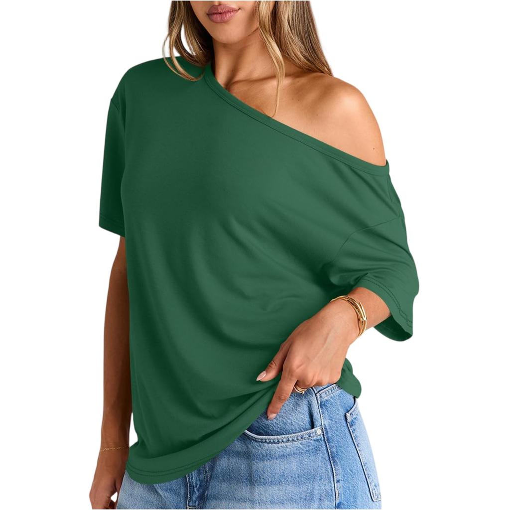 Camiseta sin tirantes de moda de verano para mujer, color, manga corta, top casual