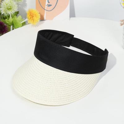 Women Wide Brim Portable Beach Hat Visors Sun Hat Straw Cap