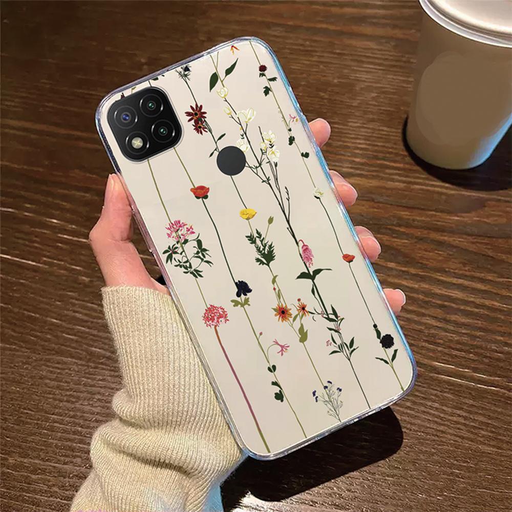Transparent Clear For Xiaomi Redmi 9C 9 9A 9T 10A Cover Silicone Rose Flower Oil Painting Lavender Phone Case For Redmi9C NFC