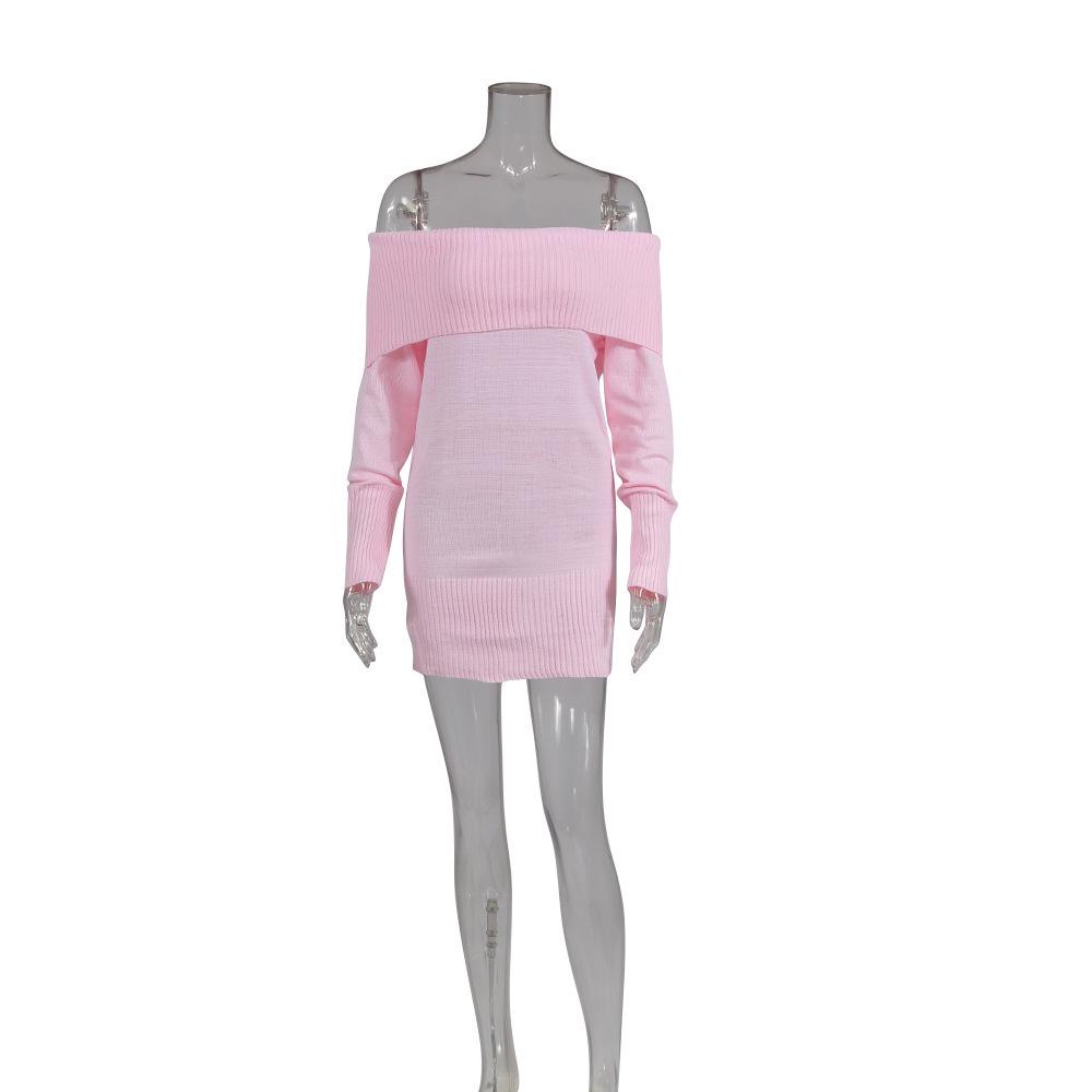 **Europäisches sexy eng anliegendes Strickkleid Herbst/Winter 2026**: Damen-Ein-Schulter-Pullover**