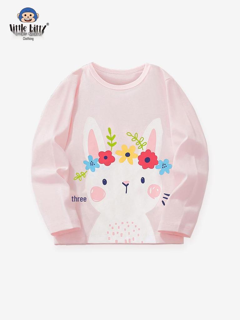 Cartoon Rabbit Print Girls' Long-Sleeved T-shirt - Autumn/Winter Collection