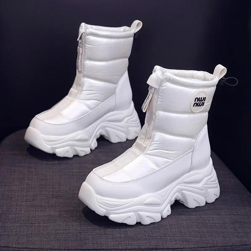 Fashion Winter Plus Fleece Thickened Waterproof Non-slip Snow Boots New Fashion Cotton Boots Thick Sole Inside Elevation Boots