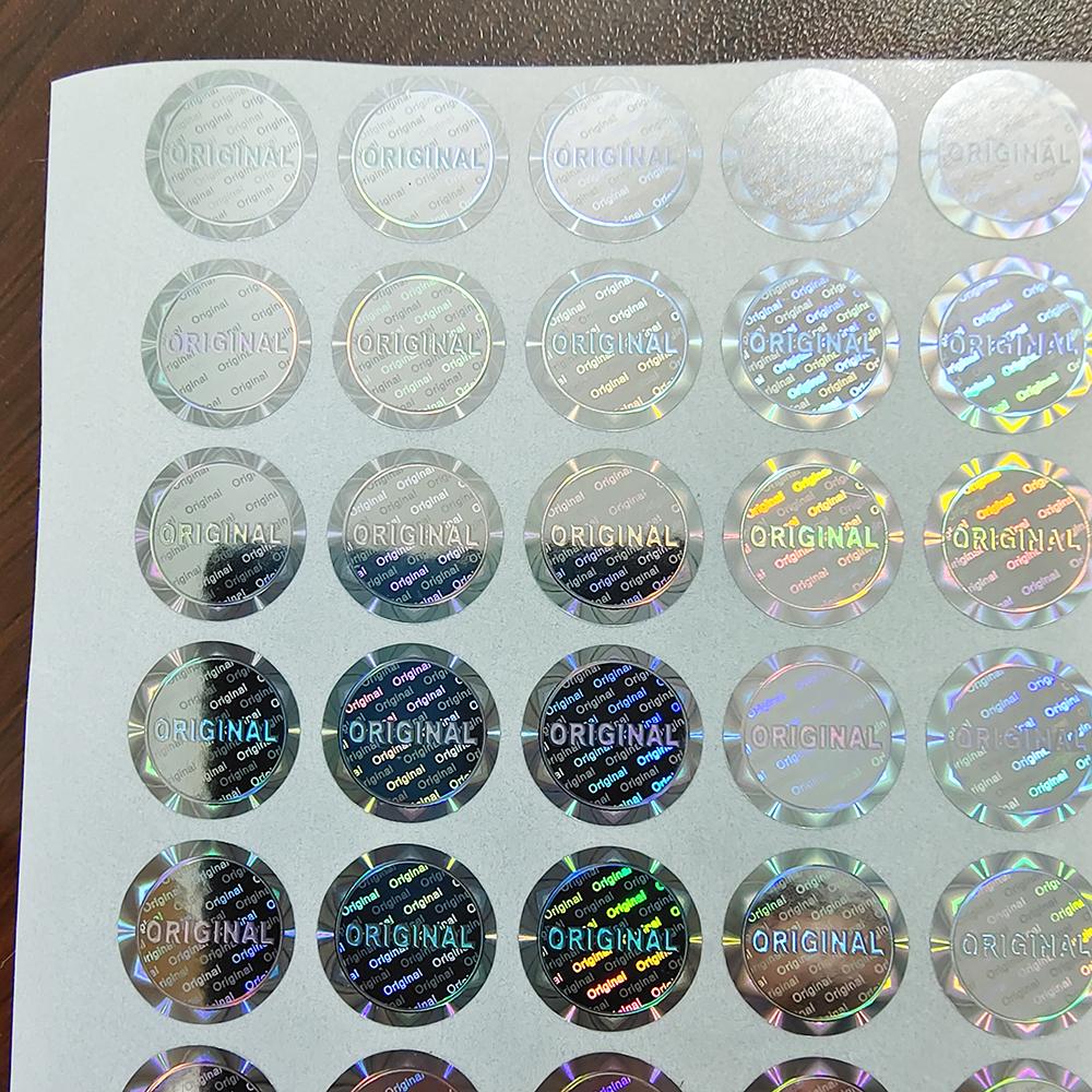 100pcs 12mm ORIGINAL Hologram Security Seal Silver Tamper Evident Label Warranty Void Sticker Removal Proof Prevent Imitation