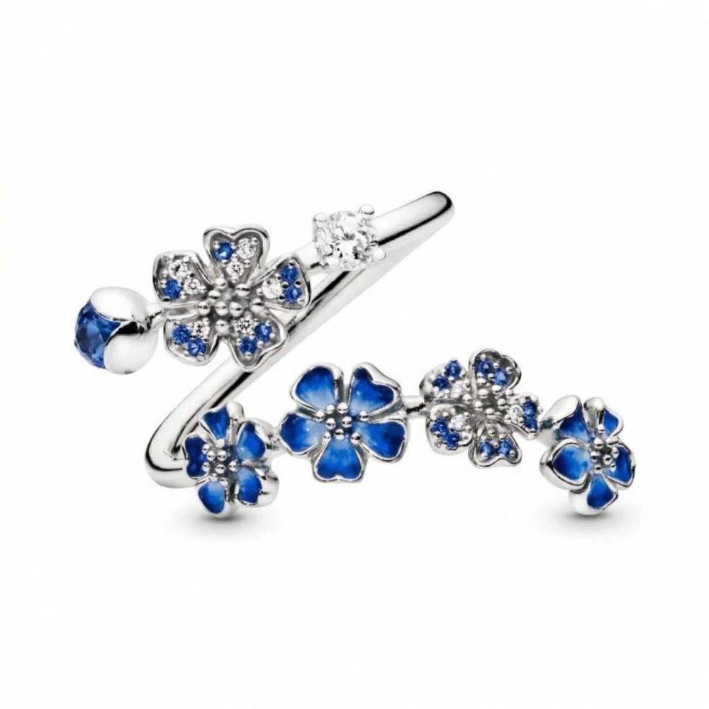 Xiaomi Bagues florales ajustables en émail exquis avec zircon et fleurs de pêcher, serties de perles, pour femme