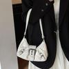 Yogodlns Vintage PU Leather Shoulder Bag for Women Y2K Spicy Girl Trend Maillard Style Underarm Bag High Quality Women Handbags