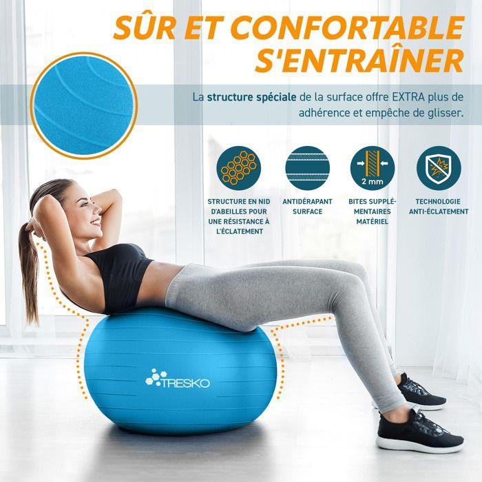 Ballon de Gymnastique - TRESKO - 75 cm - Anti-éclatement - Capacité 300 kg - Antidérapant