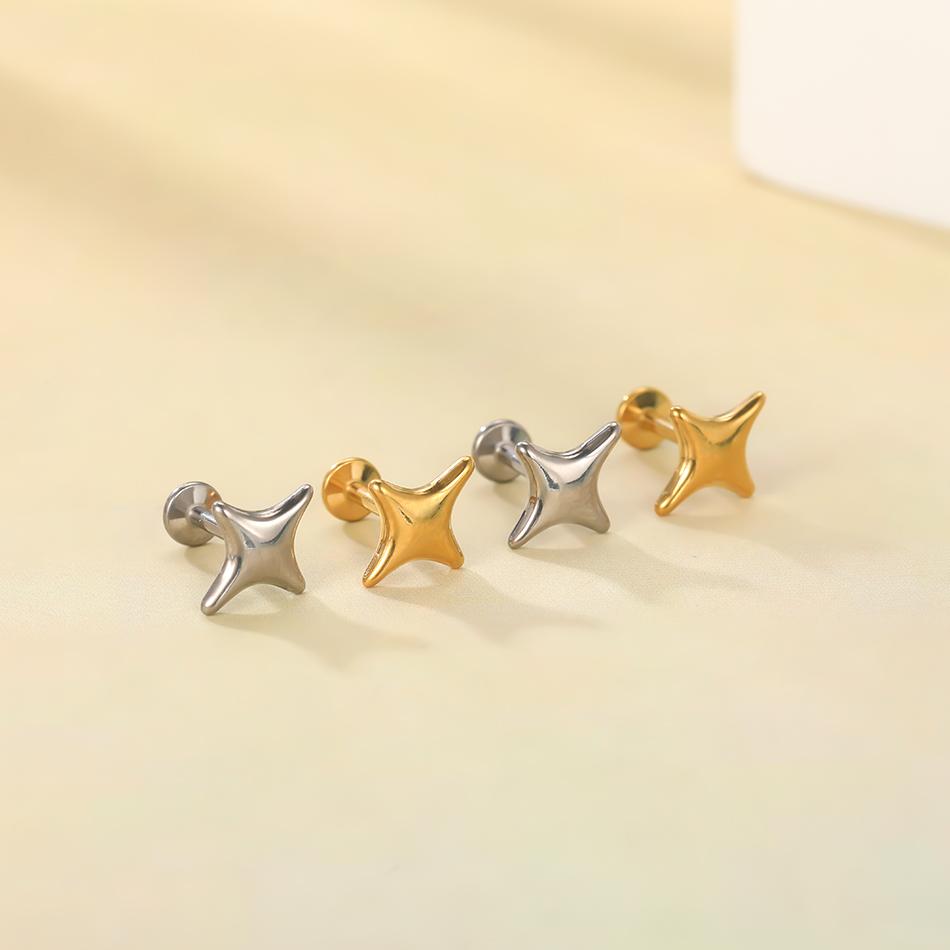 1Pc/5Pcs Titanium Star Ear Tragus Cartilage Helix Daith Piercing Lip Stud Earrings for Women Internal Thread Body Piercing 16G
