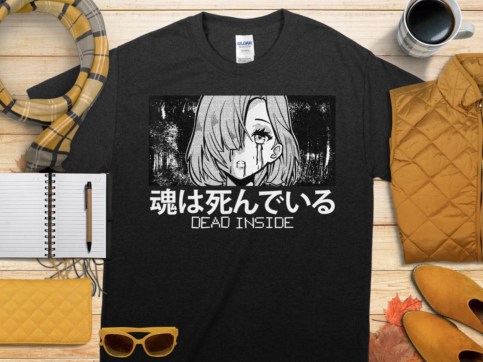 Aesthetic Anime Girl Shirt, Dead Inside Waifu Japanese Soft Grunge T-Shirt, Emo Pastel Goth Shirt, Eboy Egirl Shirt, Sad Anime Girls Shirt S
