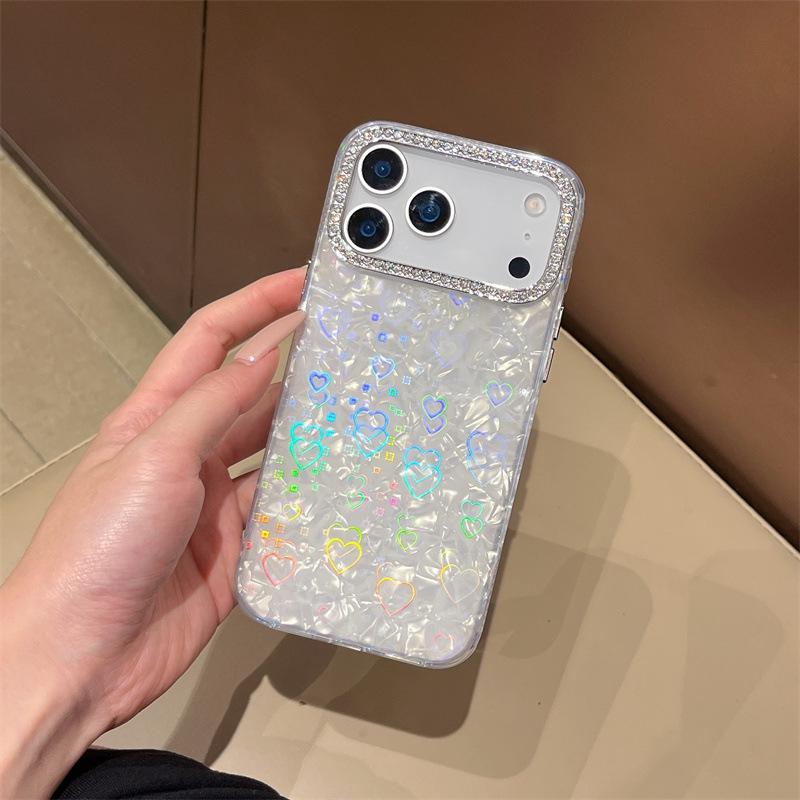 

Laser Heart Seashell iPhone 14/13 Case - Drop-Proof, Fits Apple 17Air/16/15PROMAX iPhone 16