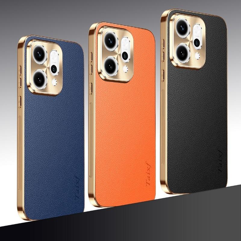 

Texture Lichee Pattern Leather Plating Cover For Oppo Reno 14 13 12 11 10 9 Pro Plus Shockproof Protection Case Bumper Shell Oppo Reno13 синій
