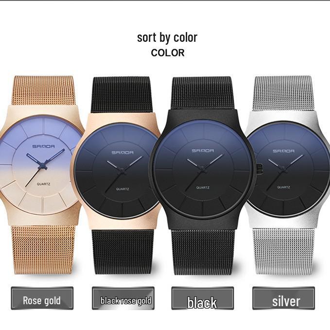 Sanda Unisex Blue Light Fashion Quartz Watch with Mesh Band