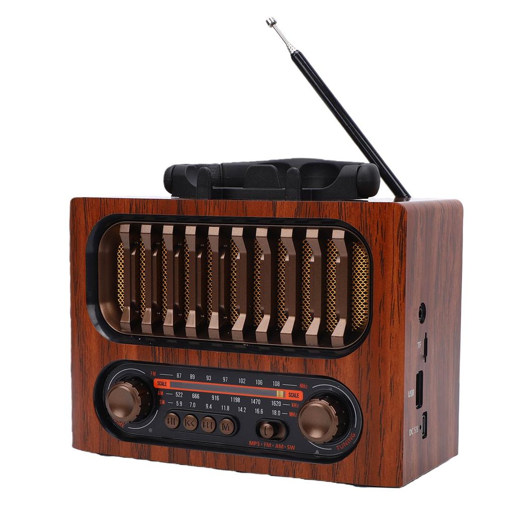 Retro Bluetooth Speaker Radio Rechargeable Vintage AM FM SW Radio with Telescopic Antenna for Home Car