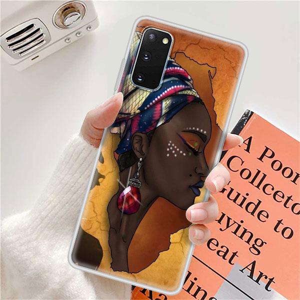 Case For Samsung Galaxy S20 FE Ultra S10 S10e S9 S8 Plus Note 10 Lite 20 9 8 Soft Matte Back Phone Cover Colorful African Girl