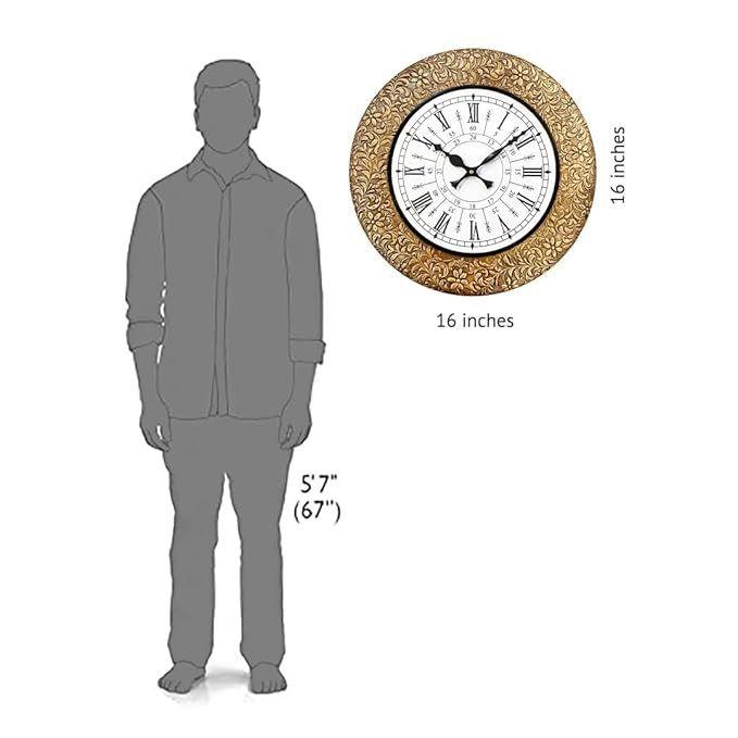 Emboss Metal Analog Wall Clock For Elegant Home Decor, Office, School, Gym, Shop And Gifting || Clock Size - 16 X 16 Inches ||