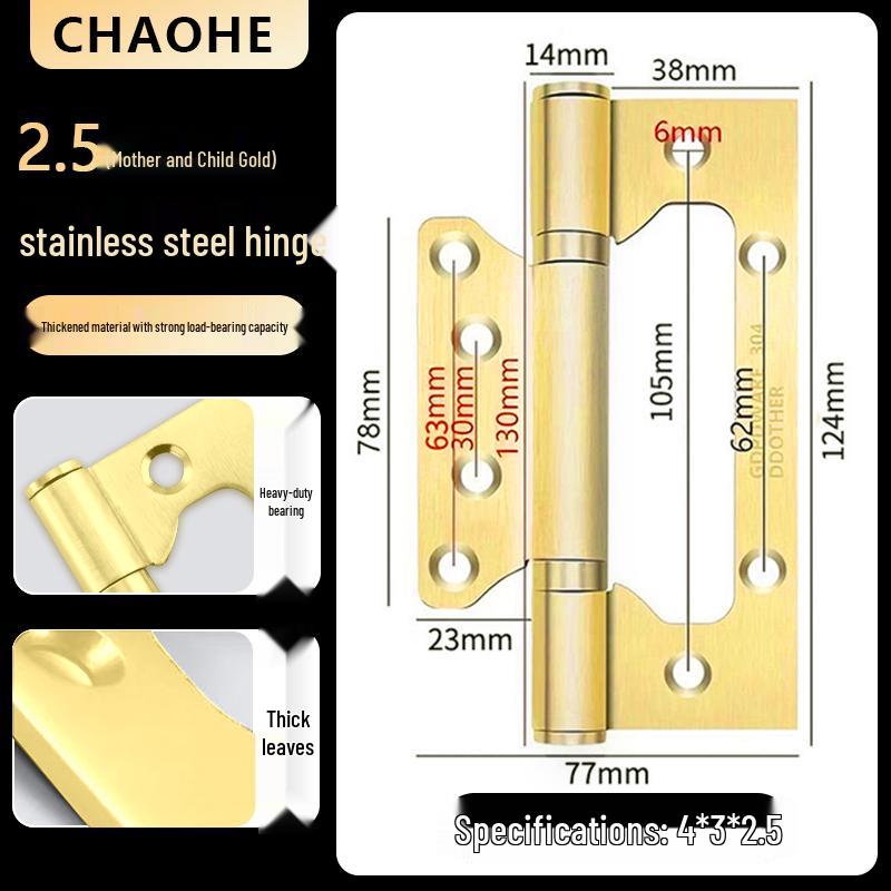 4-inch Silent Bearing Male-Female 304 Stainless Steel Hinge for Wooden Doors