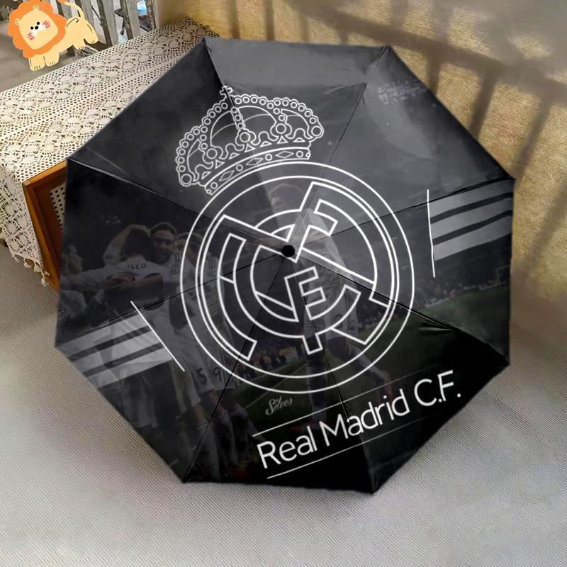 Real Madrid CF  pattern, automatic folding umbrella, portable and foldable design, 8 ribs, a Christmas or birthday gift.