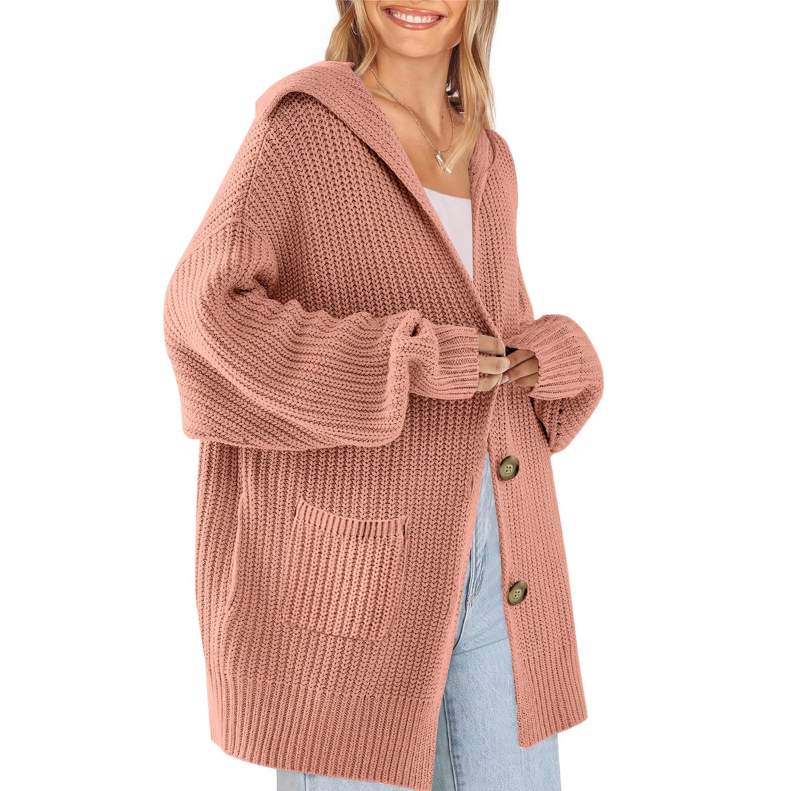 

Женский кардиган, свитер, вязаные кардиганы большого размера с длинными рукавами на пуговицах S розовый