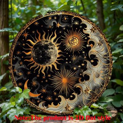 Sun and Moon Celestial Wooden Wall Decor Sign, Classic Style Hanging Art for Home, Cafe, Perfect for Halloween Christmas Gifts
