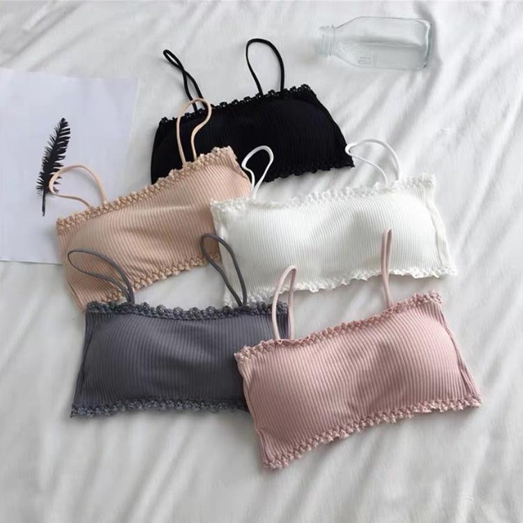 Teenager Mädchen Spitze Tube Top Camisole mit gepolsteter Weste und elegantem Rückendesign