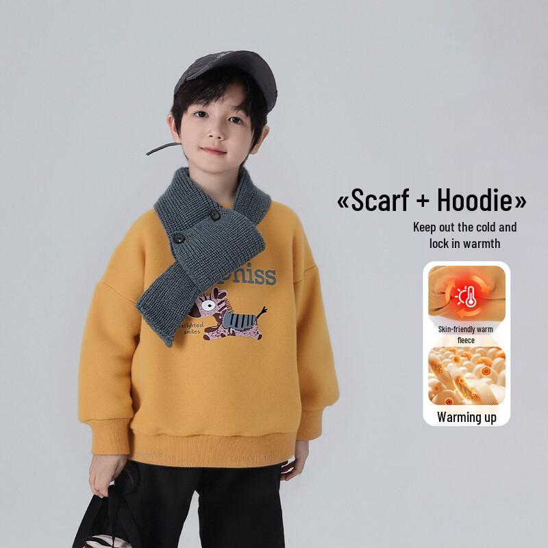 Youyou Fairytale Boys New Year Thickened Fleece Sweatshirt 100
