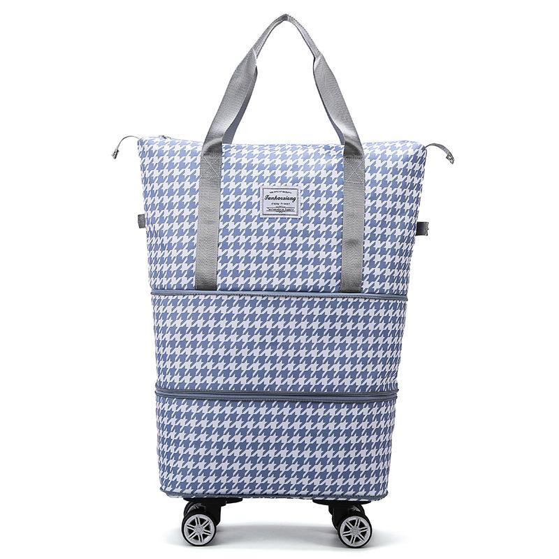 Double-layer expansion large capacity long and short-distance portable bag with wheels dry and wet separation fitness bag can be covered with tie rod