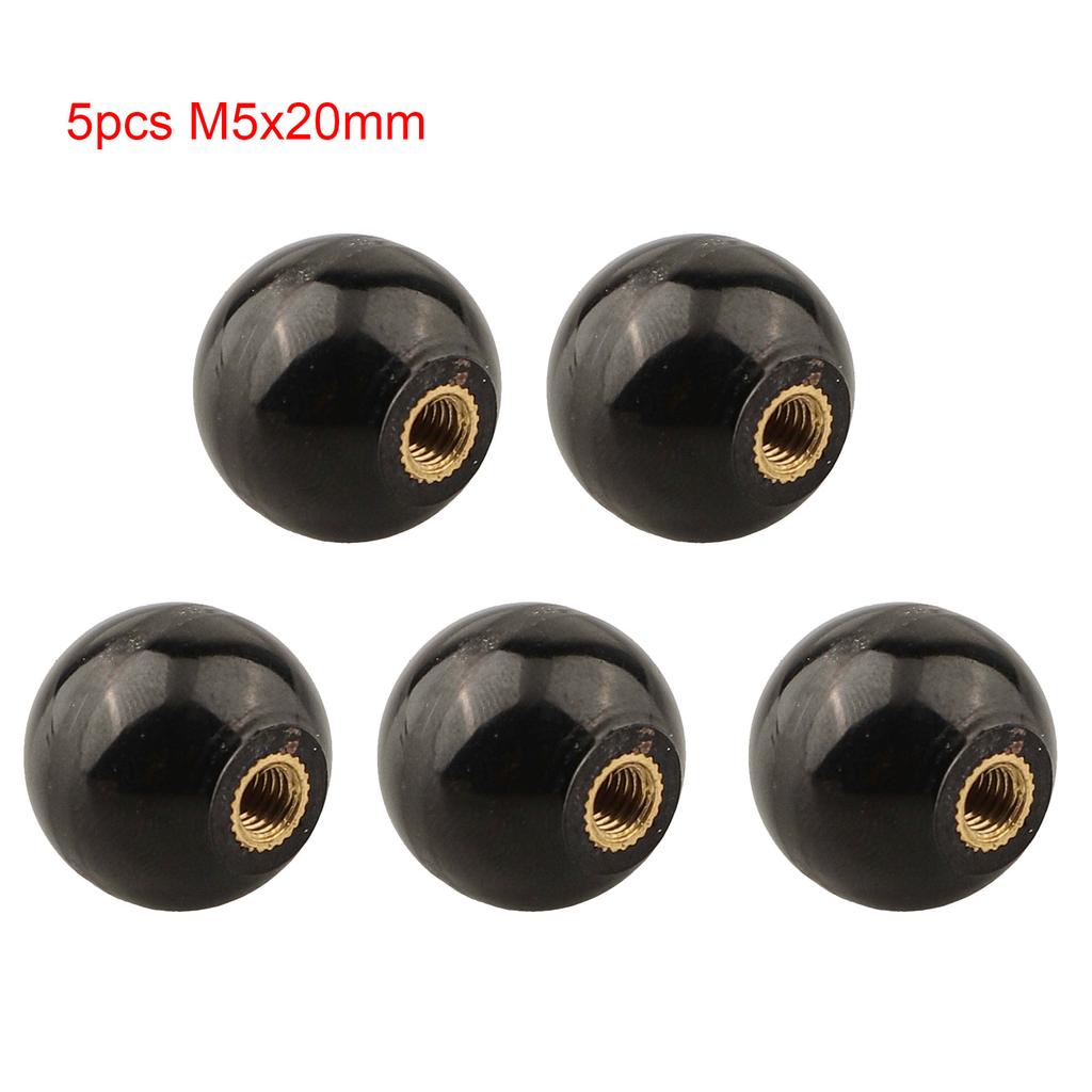 Reliable Bakelite Round Ball Knob 5Pcs Black Threaded Ball Design Suitable for Machinery and Electronic Equipment