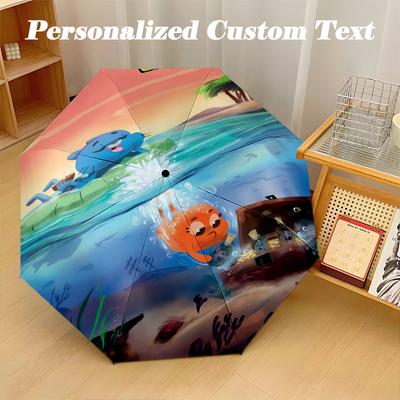 Windproof Folding Umbrella, 8‑Rib Auto Open Close Amazing World of Gumball Umbrella for Rain Sun Protection