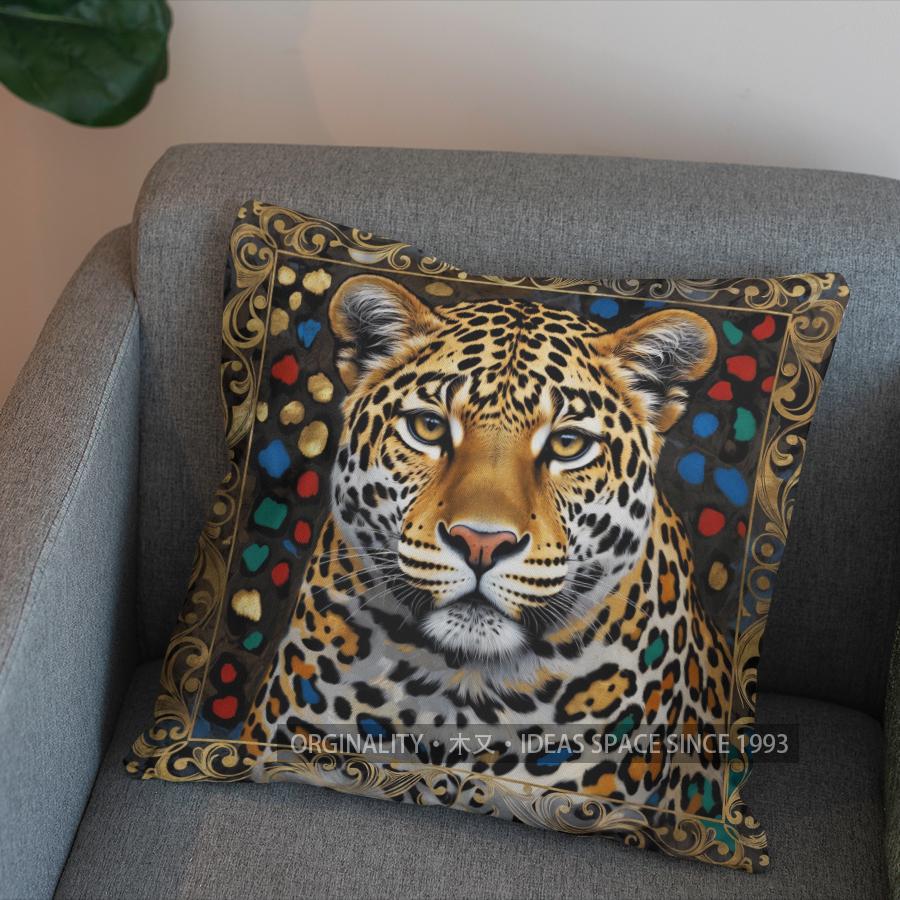 2D Stylish Leopard Art Pillow For Home Decor Pattern Cushion Cover Suitable For Sofa Bedroom Car Pillow Cover