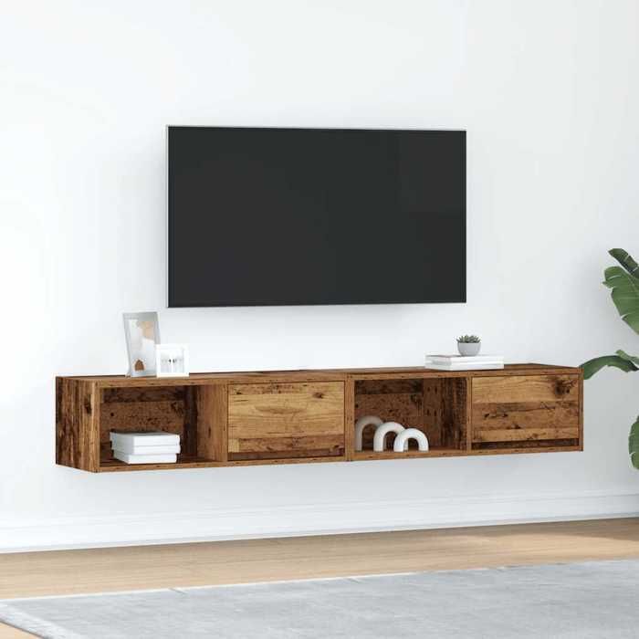 VidaXL Meubles TV 2 pcs vieux bois 80x31x25,5 cm bois d'ingénierie, banc TV, meuble hifi, centre de divertissement, buffet 861469