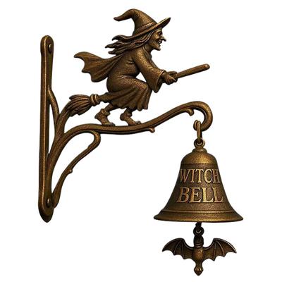 Nouvelle sonnette de porte en métal Bienvenue Sonnette de sorcière Halloween vintage Sonnette de commerçant en métal pour la décoration murale d'entrée de maison et de bureau