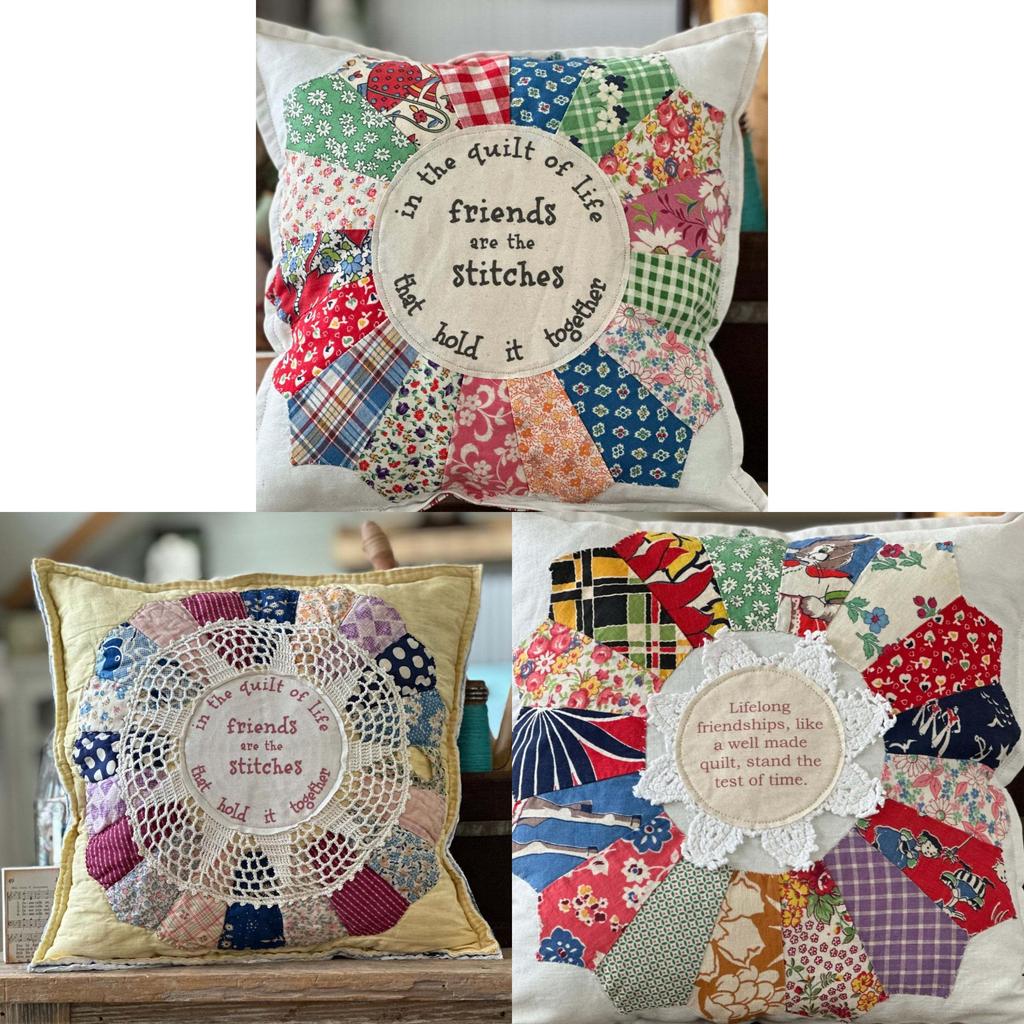 Vintage Quilt Friendship Pillow With Polyester Cover And Cotton Filling For Home Decor