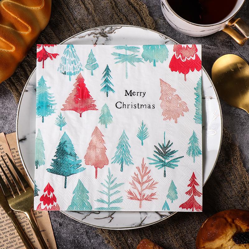 20pcs/Pac 33*33cm 2-Ply Disposable Party Napkin Christmas Pattern